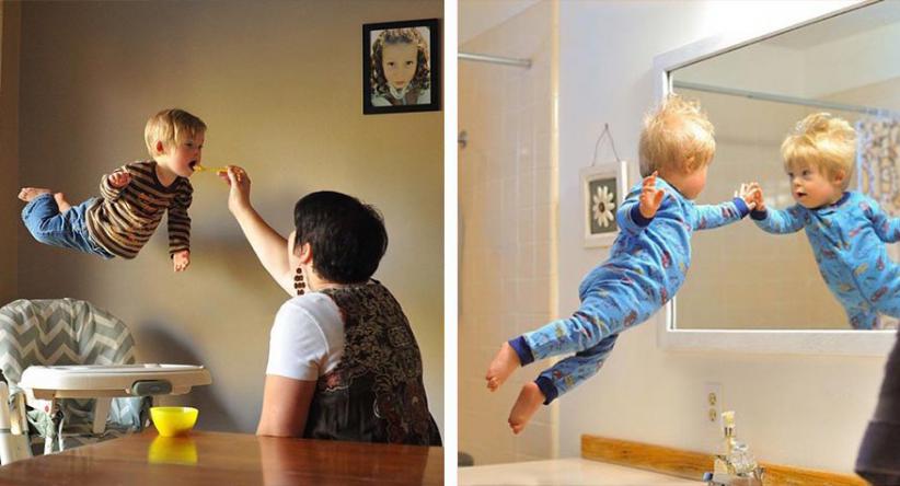 Pai fotografa o filho “voando” para mostrar que as crianças 