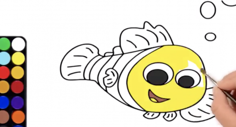 Colorindo páginas Como desenhar facilmente Nemo Peixe