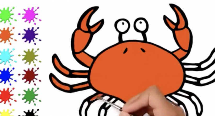 Colorindo páginas Desenho Aprenda Caranguejo