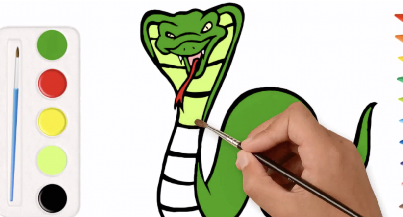 Colorindo páginas para colorir crianças desenho cobra rei co