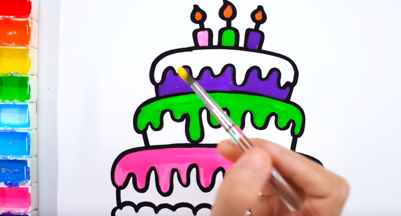 Como desenhar um bolo de aniversário 3
