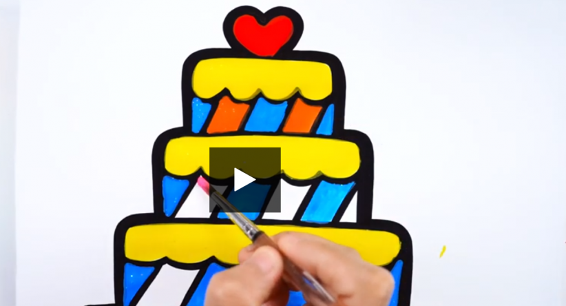 Como desenhar um bolo de aniversário de crianças 3