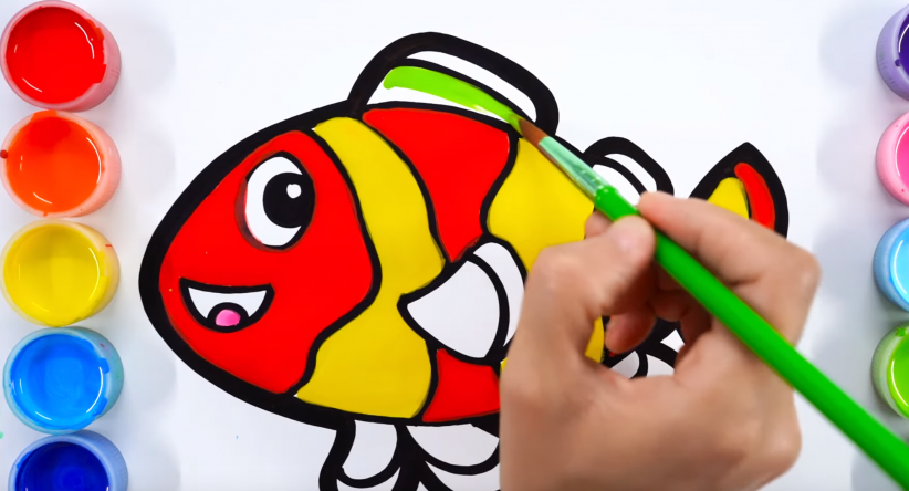 Cute fish Drawing and Coloring