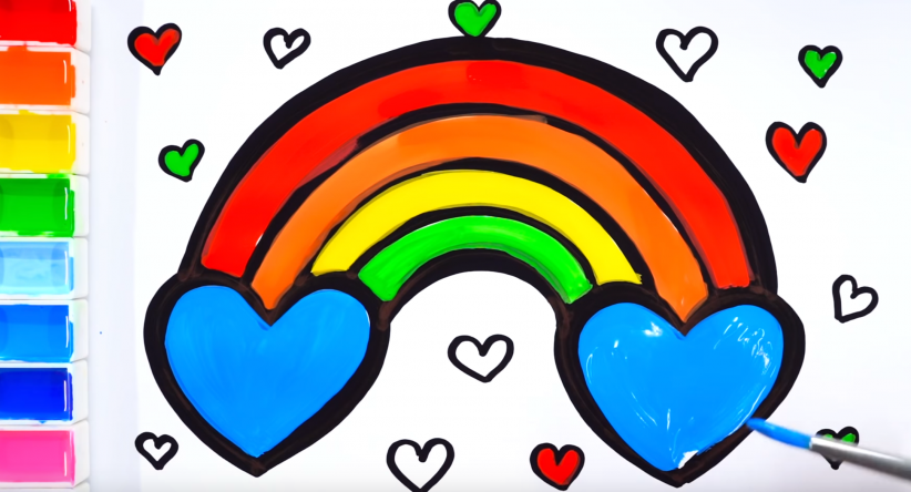 Drawing Colorful Rainbow coloring pages for kids