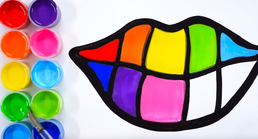 Drawing pages for kids learn color with rainbow mouth