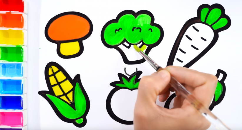 Drawing pages for kids with Fruit and vegettable