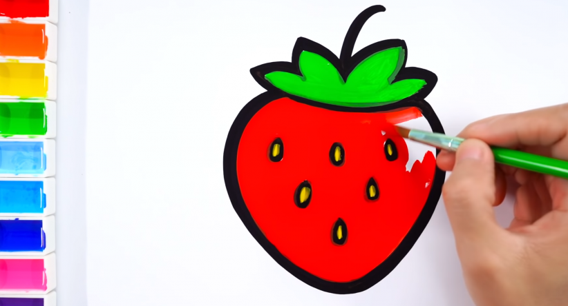 Drawing pages for kids with strawberry