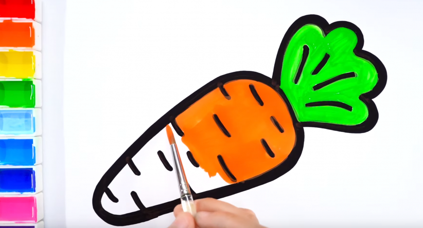 How to draw a Carrot coloring page for kids