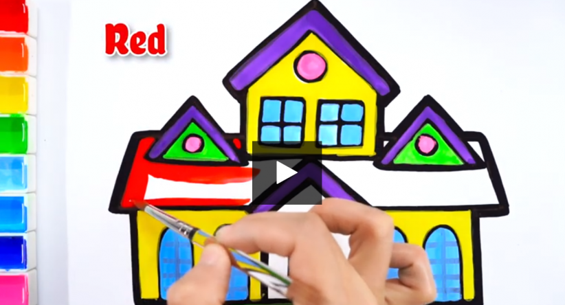 How to draw a School coloring page drawing