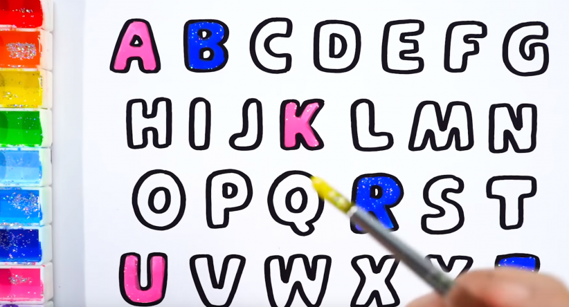 How to draw ABC and Glitter Rainbow Alphabet