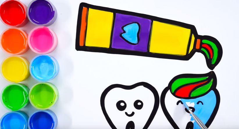 How to draw cute teeth and toothpaste