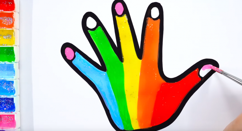 How to Draw Glitter Rainbow hand