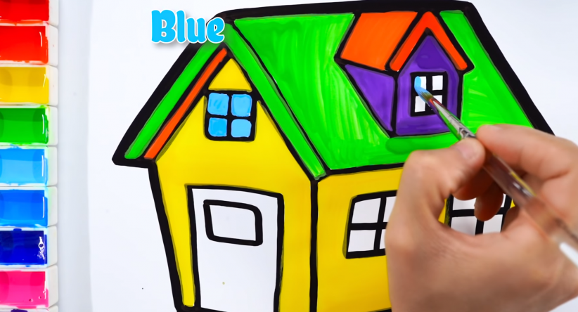 How to draw House and rainbow House
