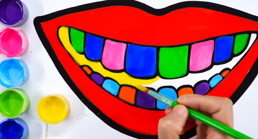 How to draw Mouth with teeth coloring page
