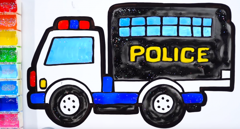 How to draw Police Truck