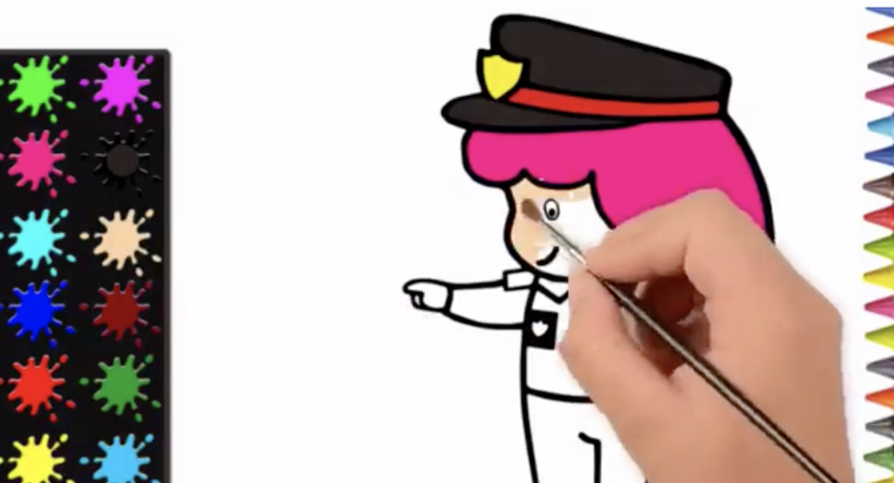 Páginas para colorir desenho bonito da polícia menina